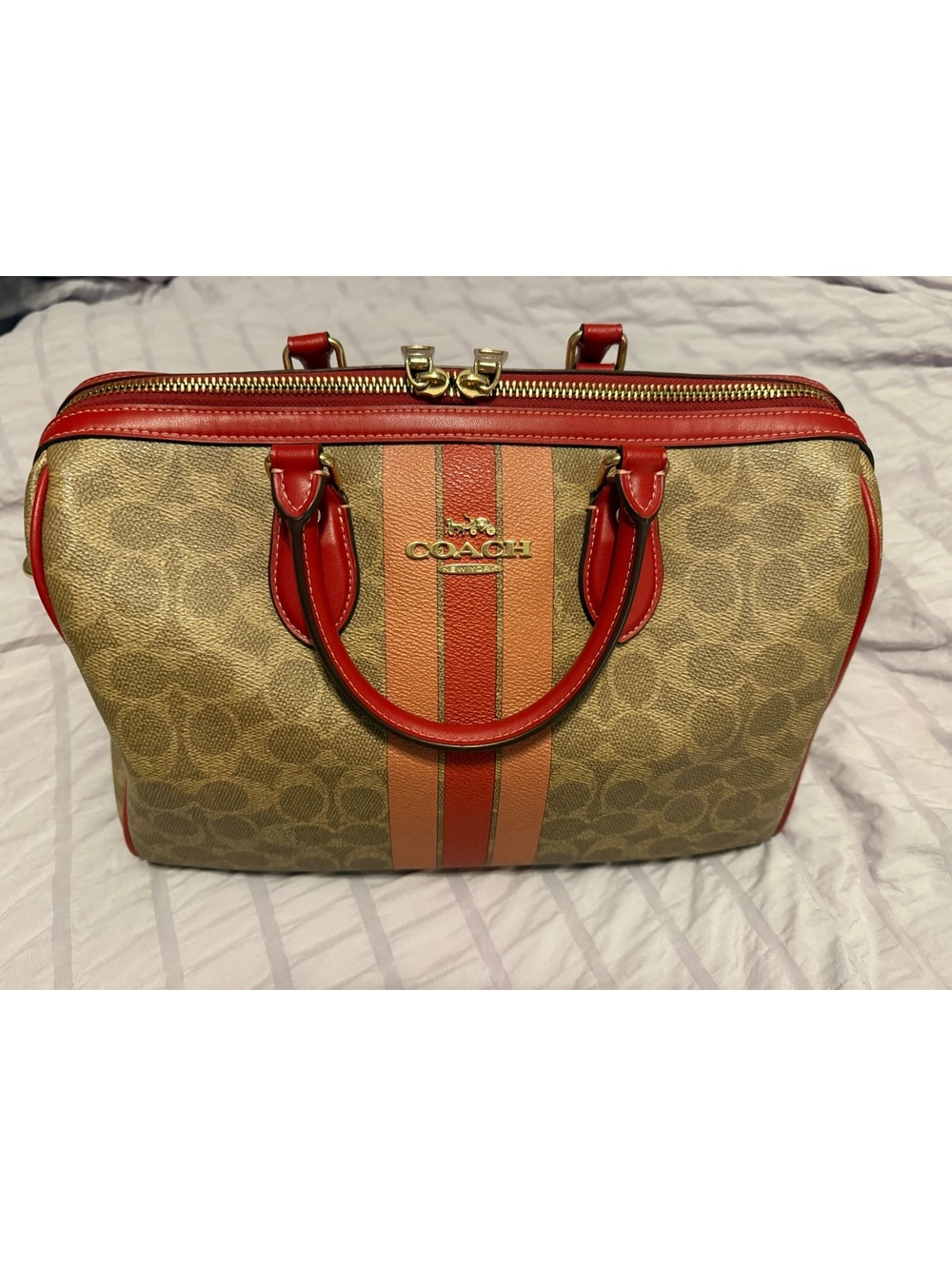 Large Size Coach Rowan with Pink and Red Stripes